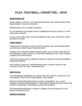 Play Football Vignettes - 2010