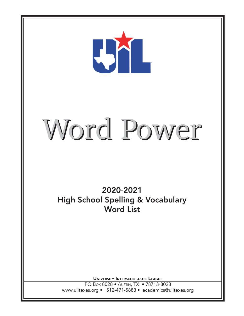 2020-2021 High School Spelling & Vocabulary Word List