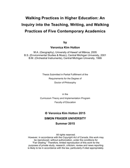 Walking Practices in Higher Education: an Inquiry Into the Teaching, Writing, and Walking