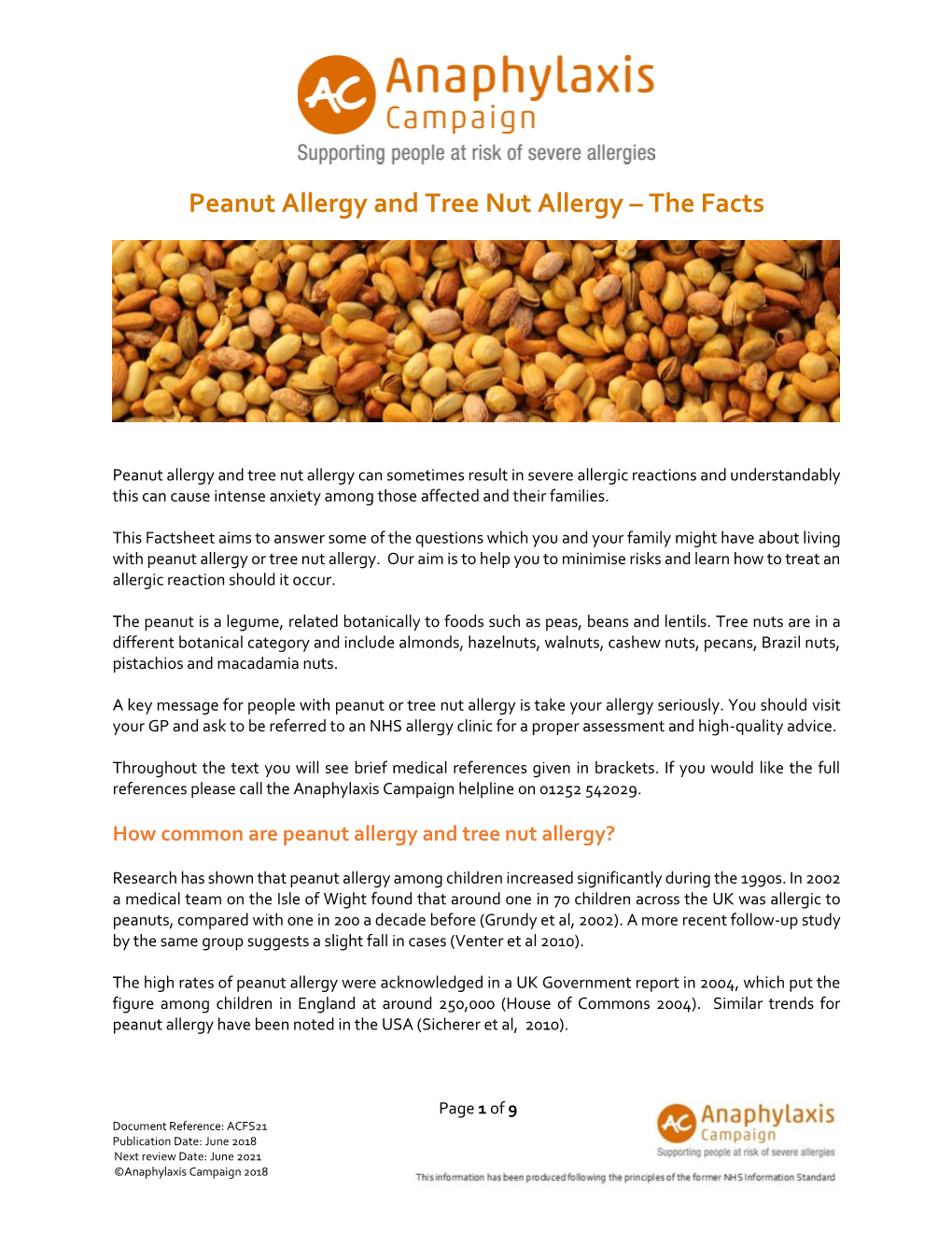 Allergy to Peanuts and Tree Nuts – the Facts