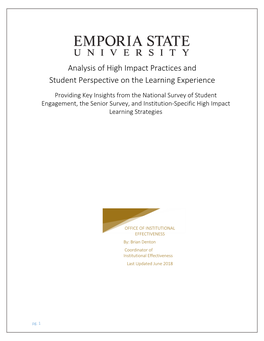 Analysis of High Impact Practices and Student Perspective on the Learning Experience