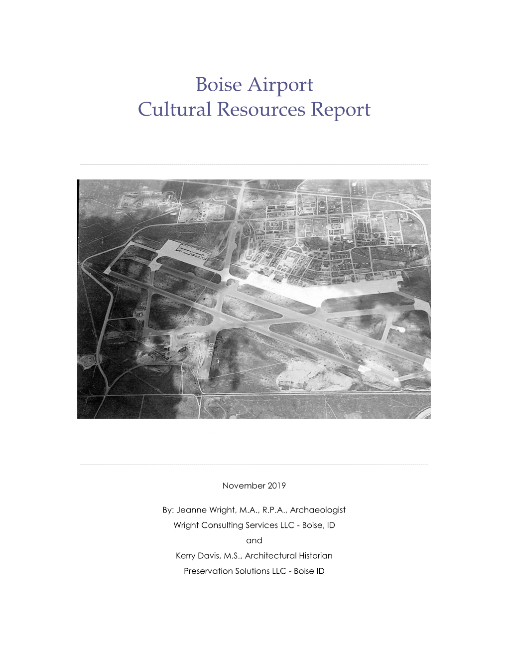 Boise Airport Cultural Resources Report
