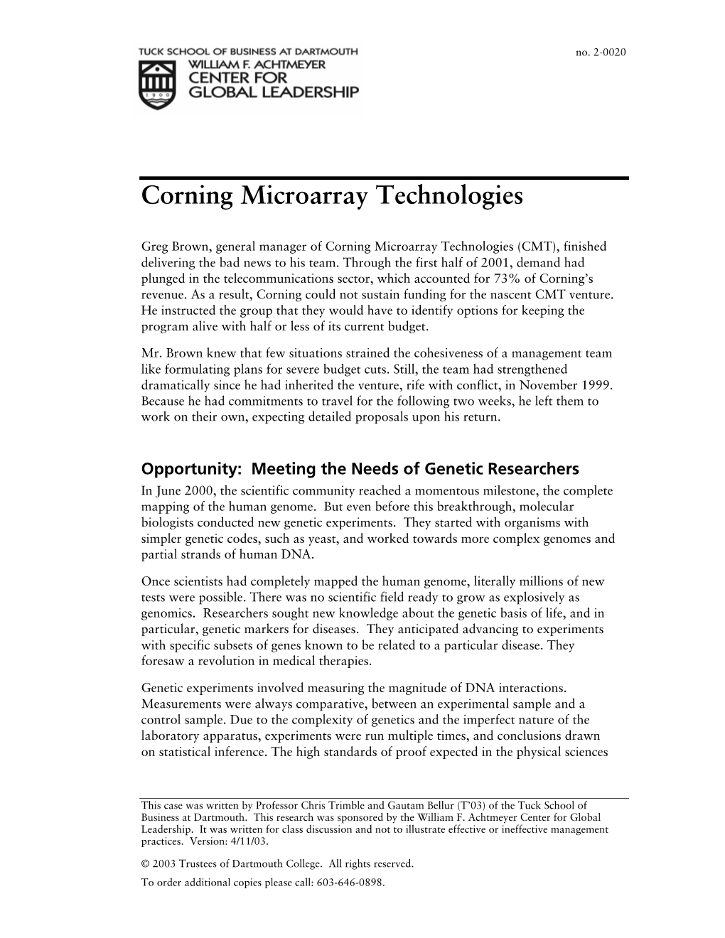Corning Microarray Technologies