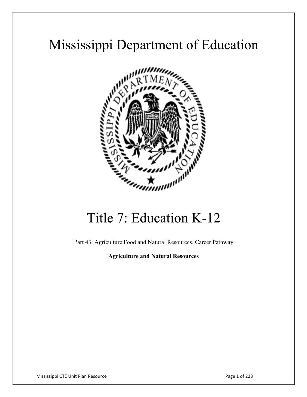 Mississippi Department of Education Title 7