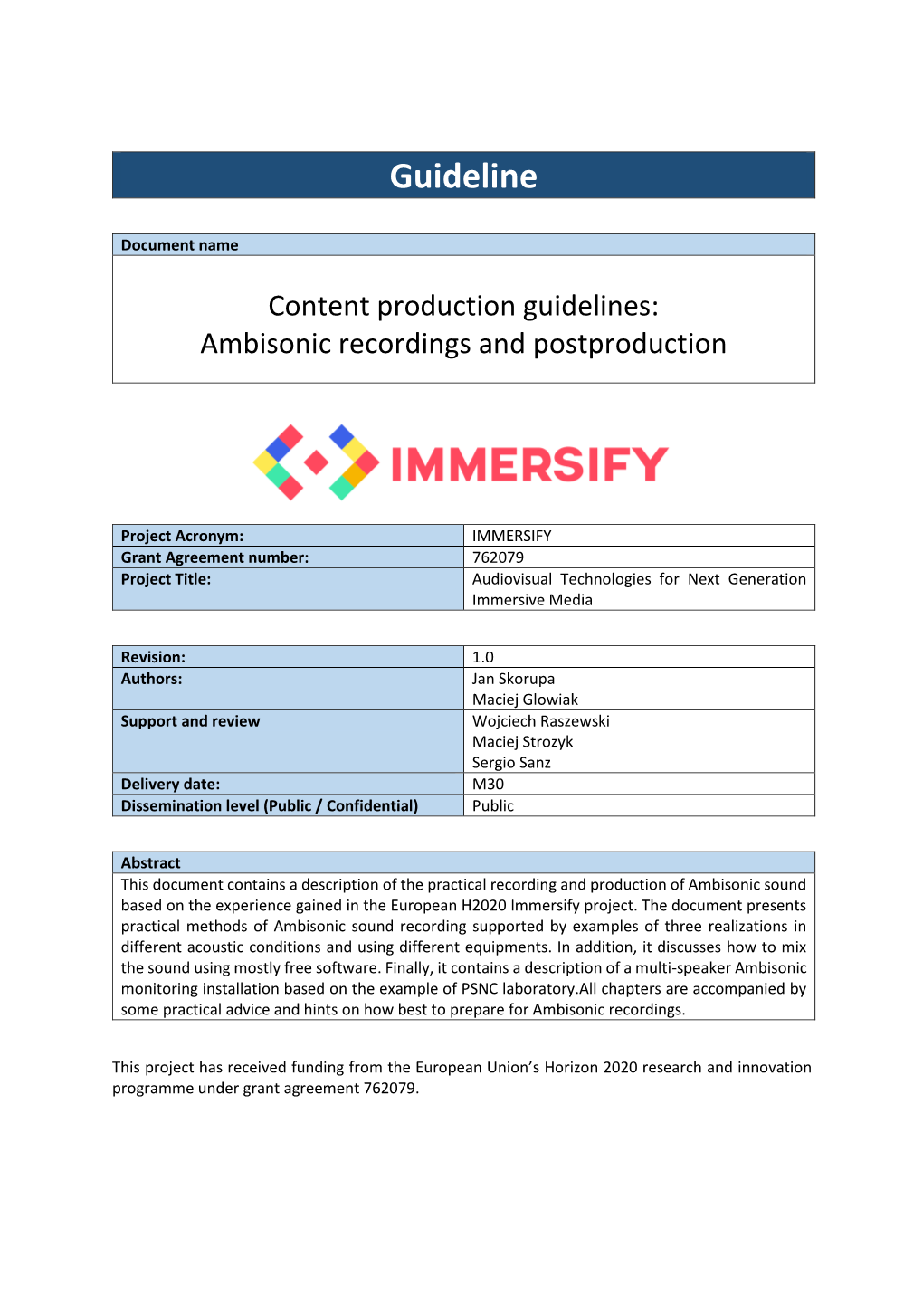 Guideline: Ambisonic Sound Production