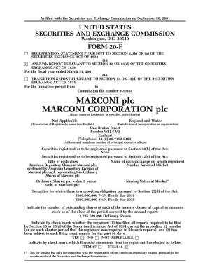 MARCONI Plc MARCONI CORPORATION