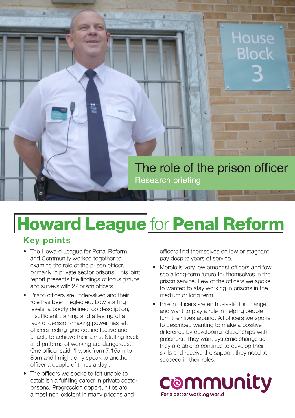 The Role of the Prison Officer Research Briefing