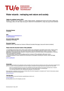 Water Wizards : Reshaping Wet Nature and Society