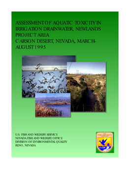 Assessment of Aquatic Toxicity in Irrigation Drainwater, Newlands Project Area Carson Desert, Nevada, March- August 1995