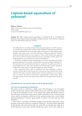 Capture-Based Aquaculture of Yellowtail