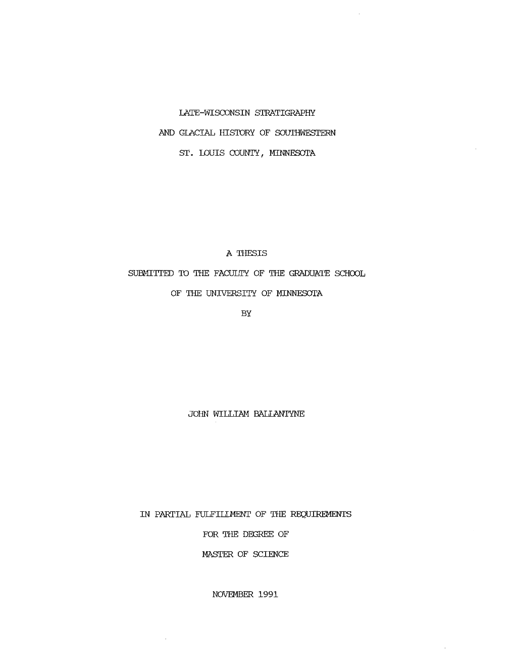 Late-Wisconsin Stratigraphy and Glacial History of Southwestern St