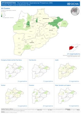 Humanitarian Operational Presence (3W) Western Region (July to September 2016)