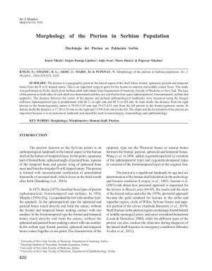 Morphology of the Pterion in Serbian Population