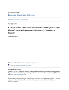 An Empirical-Phenomenological Study of Women's Negative Experiences Encountering Pornographic Imagery