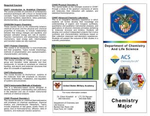Chemistry Major Chemistry Program 8Taps 40 (42) Required Courses: 26 Core, 3 Core Engineering Sequence (CES), 11 (13) Major
