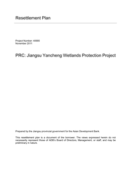 PRC: Jiangsu Yancheng Wetlands Protection Project