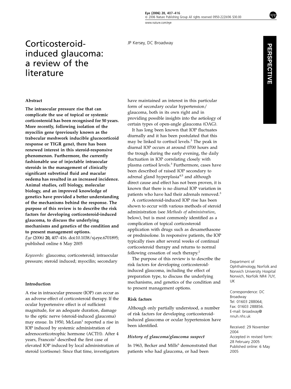 Corticosteroid- Induced Glaucoma: a Review of the Literature