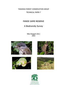 PANDE GAME RESERVE a Biodiversity Survey