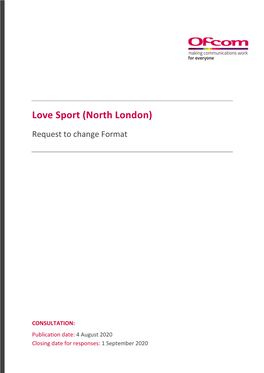 Consultation: Love Sport (North London)