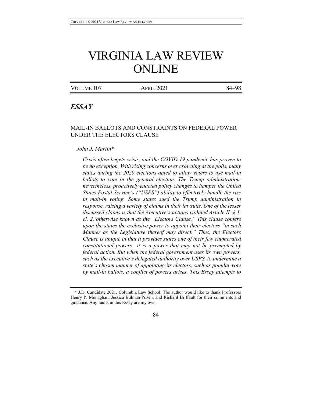 Virginia Law Review Online