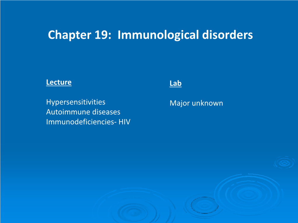 Chapter 19: Immunological Disorders