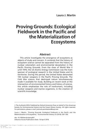 Proving Grounds: Ecological Fieldwork in the Pacific and the Materialization of Ecosystems