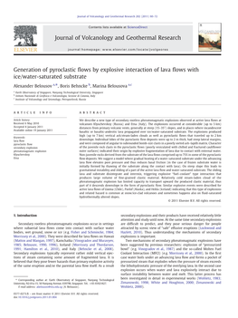 Generation of Pyroclastic Flows by Explosive Interaction of Lava Flows with Ice/Water-Saturated Substrate