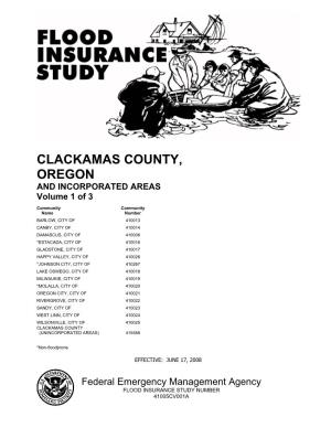 CLACKAMAS COUNTY, OREGON and INCORPORATED AREAS Volume 1 of 3