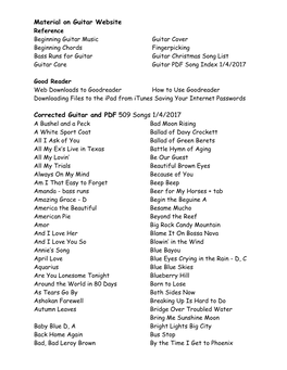 1Guitar PDF Songs Index