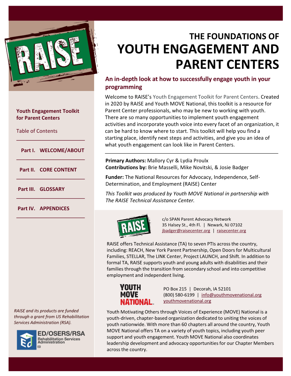 Youth Engagement Toolkit for Parent Centers
