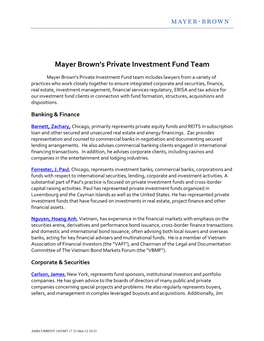 Ayer Brown's Private Investment Fund Team