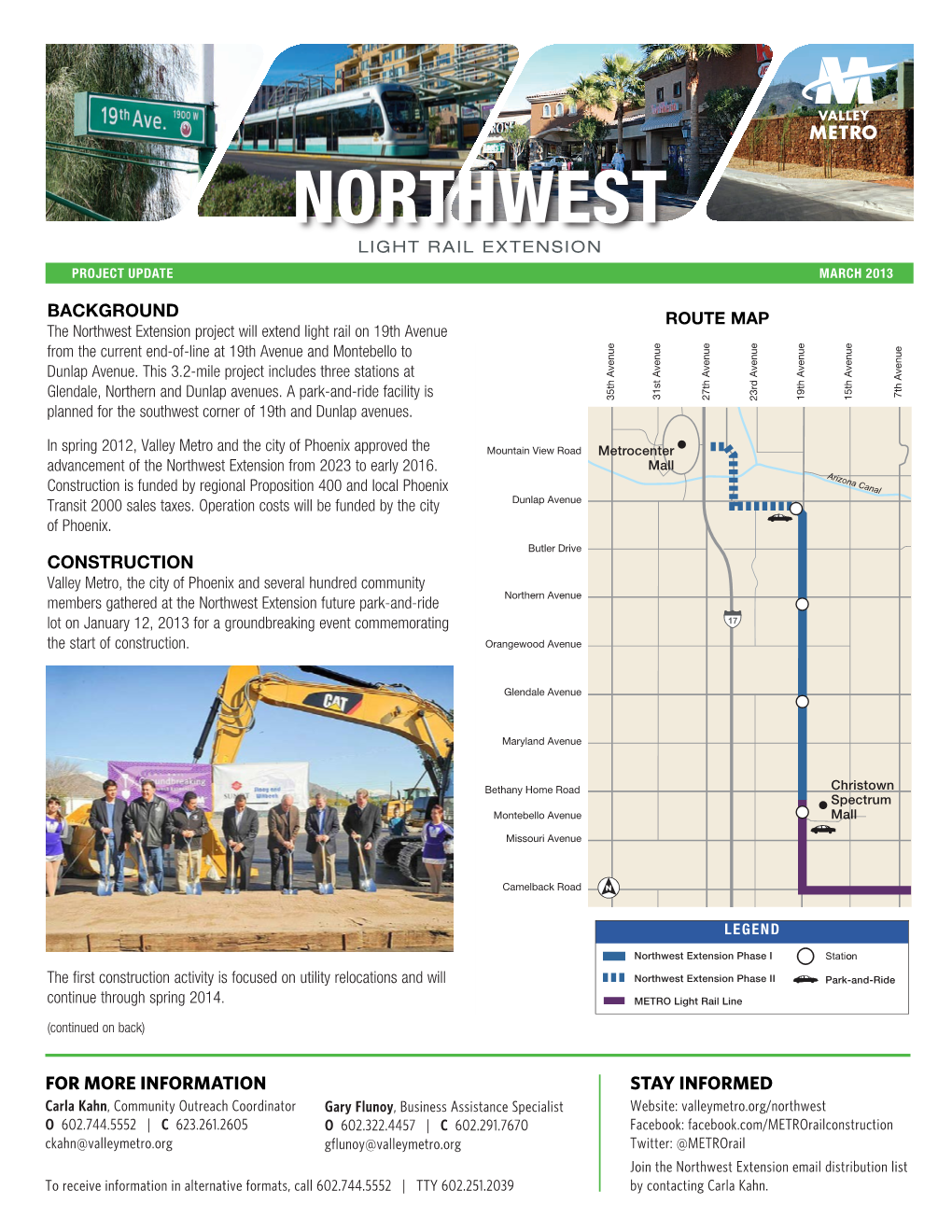 Northwest Light Rail Extension Project Update March 2013