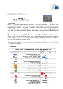 Factsheet: the Croatian Parliament