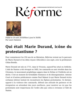 Qui Était Marie Durand, Icône Du Protestantisme ?