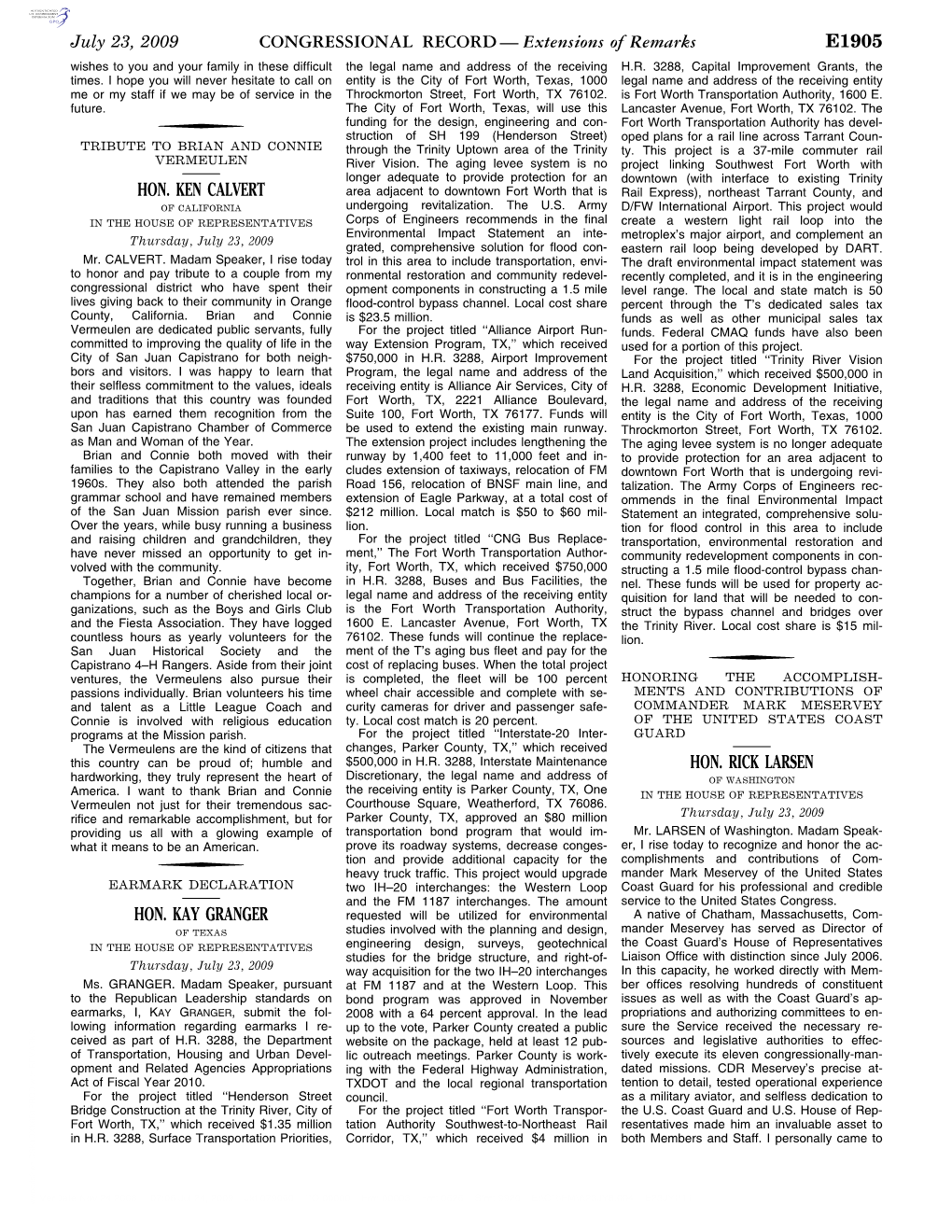 CONGRESSIONAL RECORD— Extensions of Remarks E1905 HON
