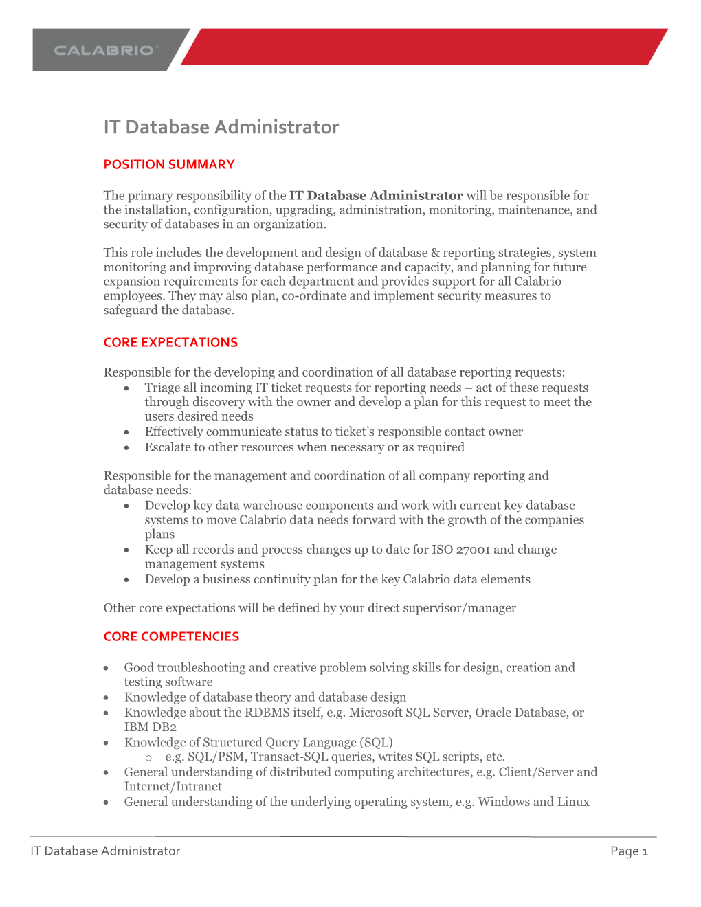 IT Database Administrator