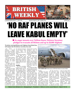 No Raf Planes Will Leave Kabul Empty