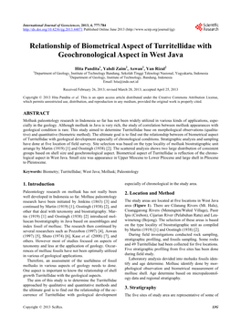 Relationship of Biometrical Aspect of Turritellidae with Geochronological Aspect in West Java