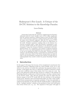 A Critique of the D-CTC Solution to the Knowledge Paradox