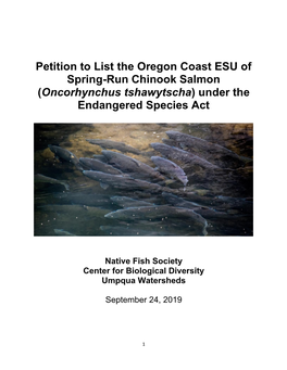 Oregon Coast Spring-Run Chinook Salmon Listing Petition