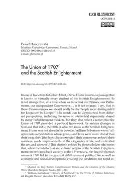 The Union of 1707 and the Scottish Enlightenment