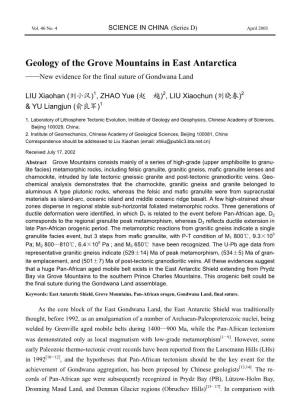 Geology of the Grove Mountains in East Antarctica Üünew Evidence for the Final Suture of Gondwana Land