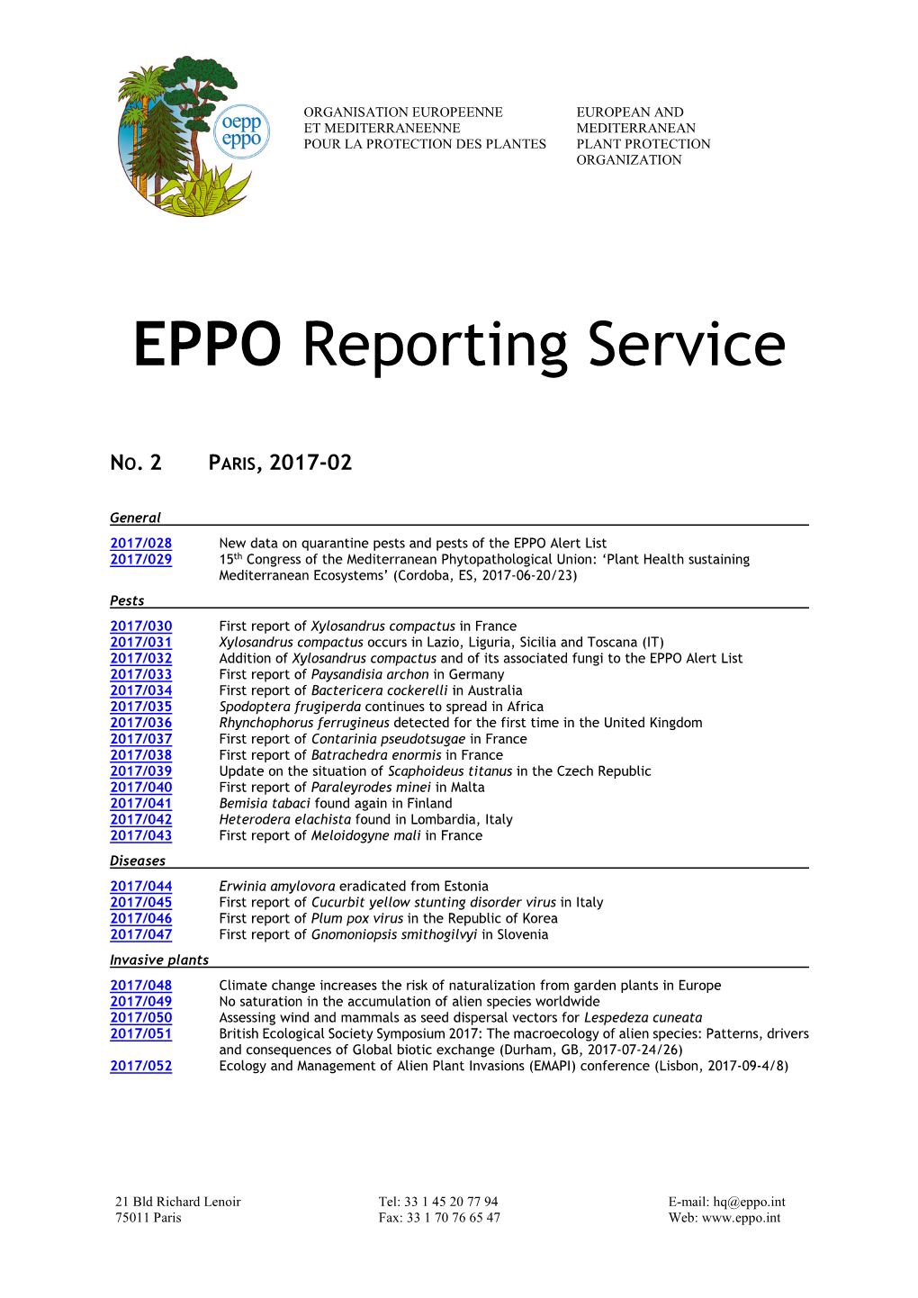 EPPO Reporting Service