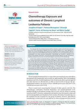 Chemotherapy Exposure and Outcomes of Chronic Lymphoid Leukemia Patients