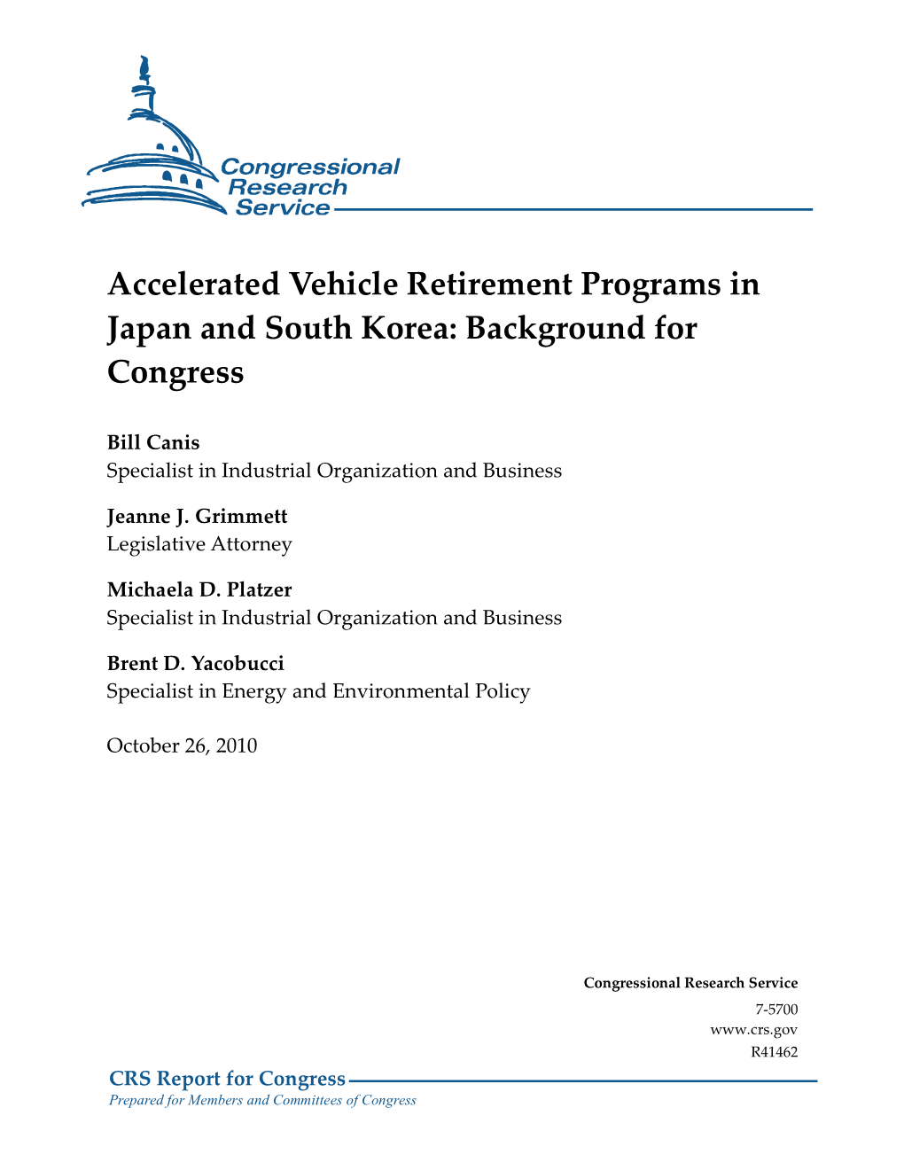 Accelerated Vehicle Retirement Programs in Japan and South Korea: Background for Congress