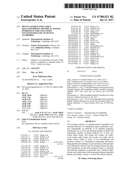 United States Patent (10) Patent No.: US 9,700,521 B2 Koutsopoulos Et Al