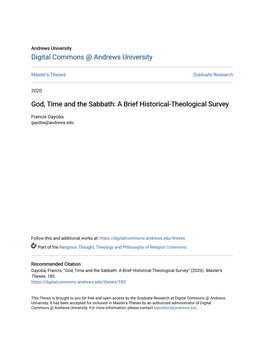 God, Time and the Sabbath: a Brief Historical-Theological Survey