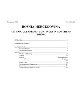 Bosnia-Hercegovina "Ethnic Cleansing"