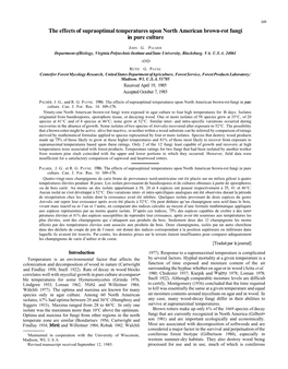 The Effects of Supraoptimal Temperatures Upon North American Brown-Rot Fungi in Pure Culture