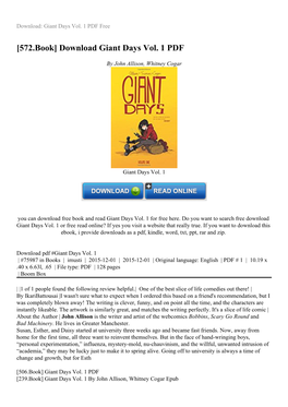 [572.Book] Download Giant Days Vol. 1 PDF